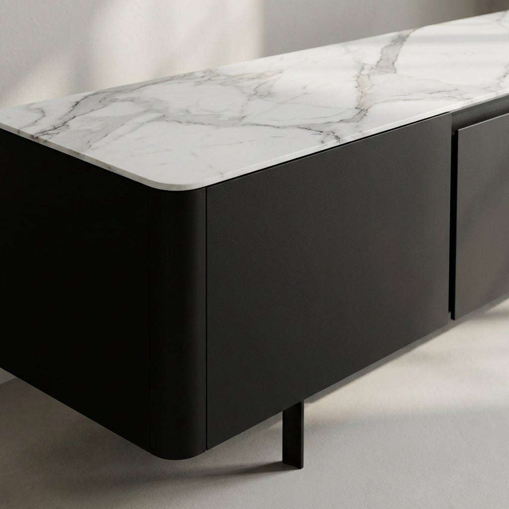 Olomouc Black and Marble Media Console
