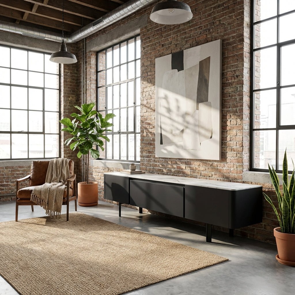 Olomouc Black and Marble Media Console