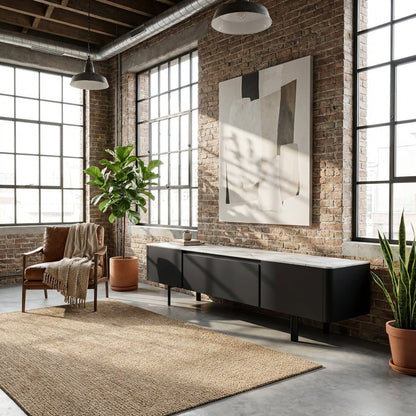Olomouc Black and Marble Media Console
