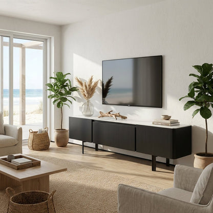 Olomouc Black and Marble Media Console