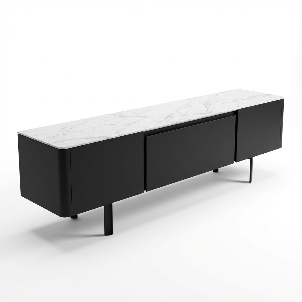 Olomouc Black and Marble Media Console