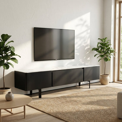 Olomouc Black and Marble Media Console