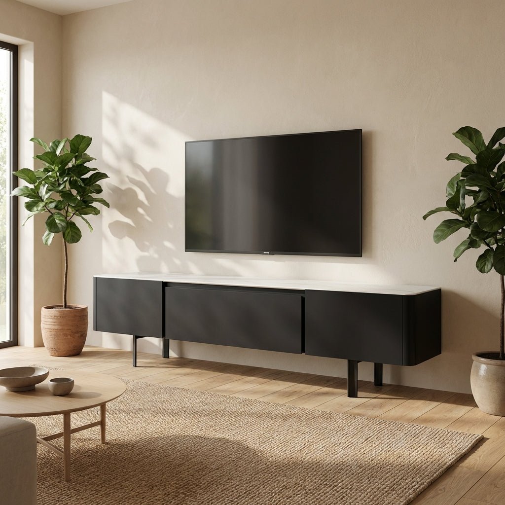 Olomouc Black and Marble Media Console