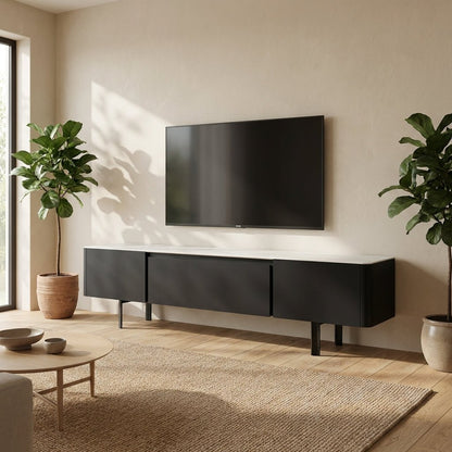 Olomouc Black and Marble Media Console