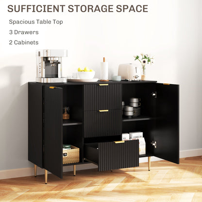 Ellis Modern Kitchen Buffet/Hallway Cabinet with 3 Drawers-Black