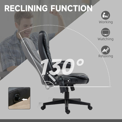Executive Massage Chairs Heated High Back Reclining Office Chair Swivel Leather Adjustable Vibrating Furniture Black
