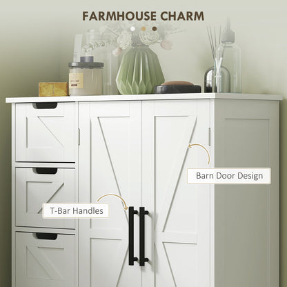 Bathroom Floor Cabinet, Farmhouse Bathroom Storage Cabinet with Adjustable Shelf, Black