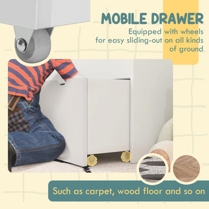 Kids Bookshelf with 3 Tier Display Shelves, Drawer for Nursery, Grey