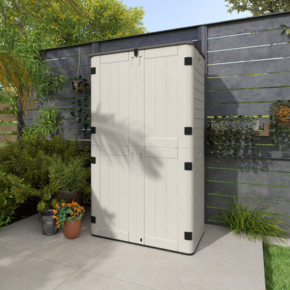 185 Gallon Outdoor Storage Cabinet with Openable Top and Lockable Doors for Lawnmower, Trash Can, Patio Accessories