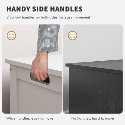 Storage Trunk with 2 Safety Hinges, Modern Entryway Bench with Side Handles, Storage Chest for Living Room, Black