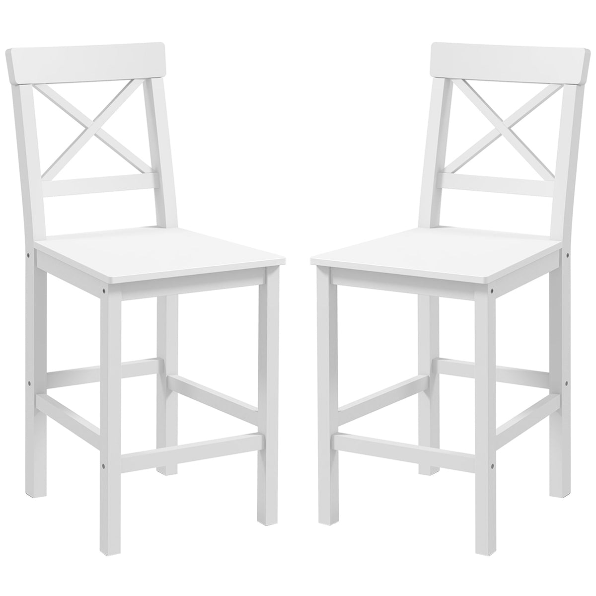 Counter Height Stools Set of 2, Farmhouse Bar Stools with Backs, Solid Wood Counter Stools for Kitchen Island