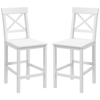 Counter Height Stools Set of 2, Farmhouse Bar Stools with Backs, Solid Wood Counter Stools for Kitchen Island
