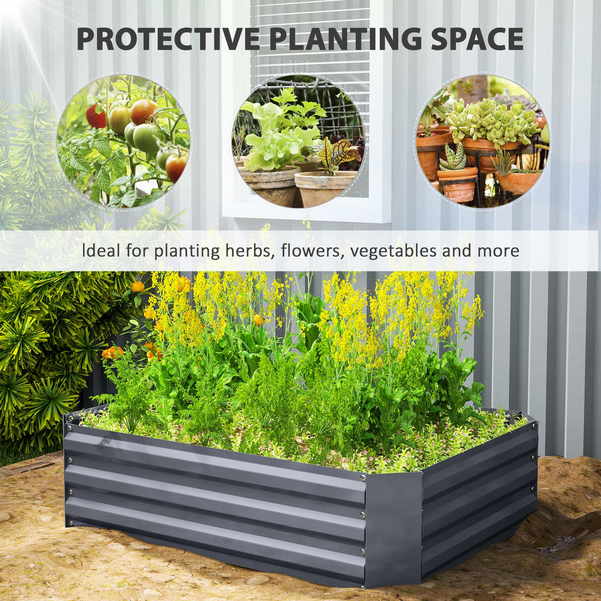 Galvanized Raised Garden Bed, 4' x 3' x 1' Outdoor Metal Planter Box, Raised Bed for Growing Flowers and Herbs