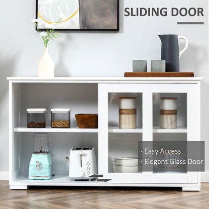 Modern Kitchen Sideboard, Stackable Storage Cabinet, Sliding Glass Door Console, Cupboard Serving Buffet for Kitchen & Dining Room, Black