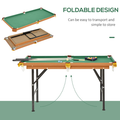 55" Mini Pool Table Portable Billiard Table Includes Cues, Ball, Chalk, Rack, Blue