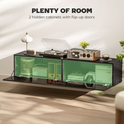 Hunter Floating TV Stand with Storage Cupboards for TVs up to 65 Inches-Black