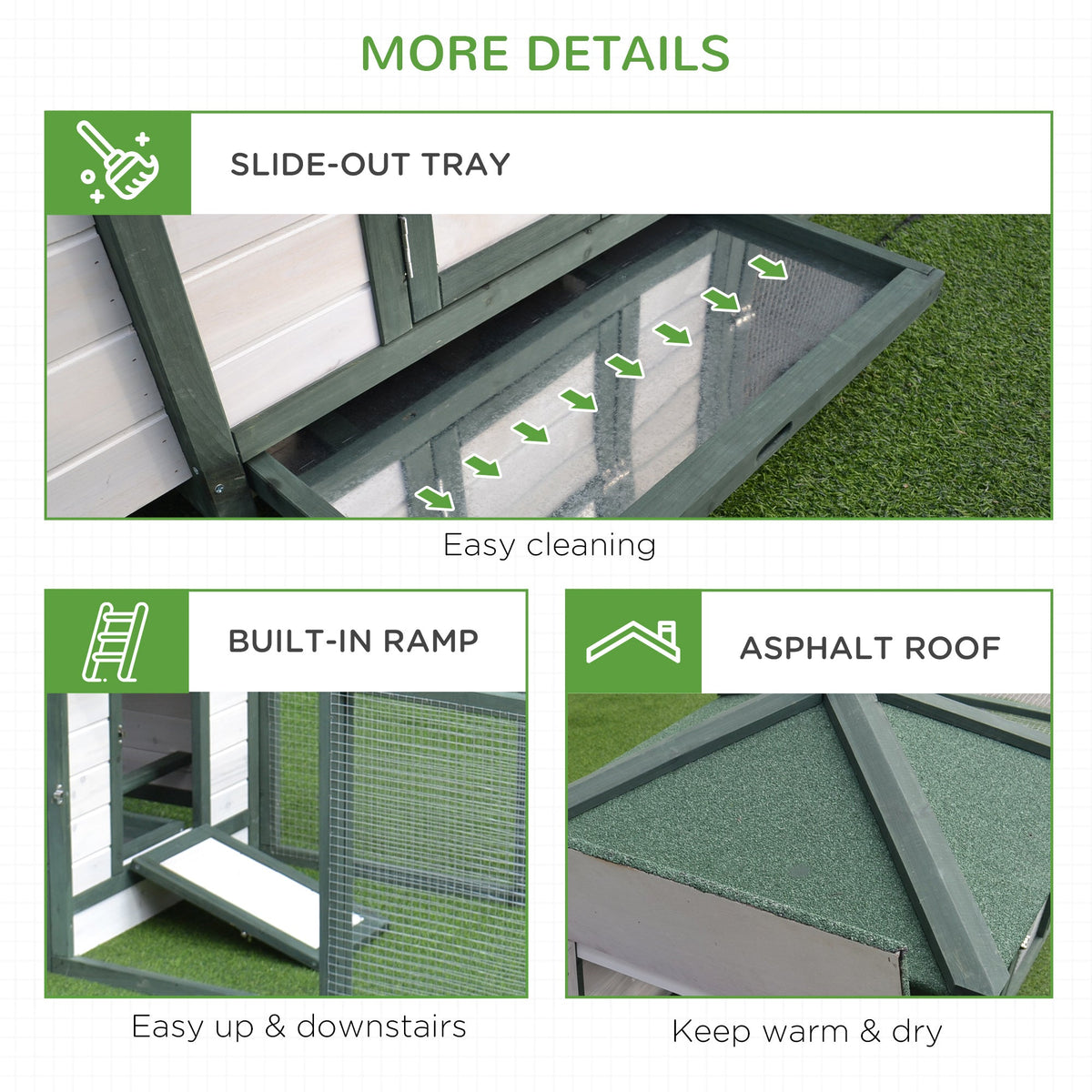 77" Chicken Coop Hen House Rabbit Hutch Poultry Cage Pen Outdoor Backyard with Nesting Box Run Natural