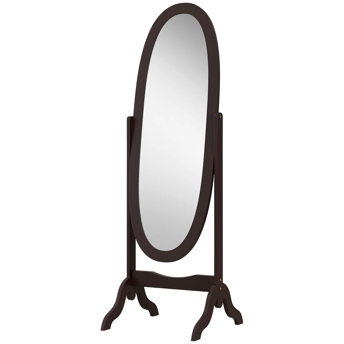 Floor Standing Mirror Full Length Mirror with Adjustable Angle Oval Frame for Dressing Room Bedroom Living Room White