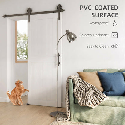 36inx84in Barn Door with 6FT Sliding Door Hardware Kit, Handle, Upgraded Rollers and Floor Guide, Waterproof, White