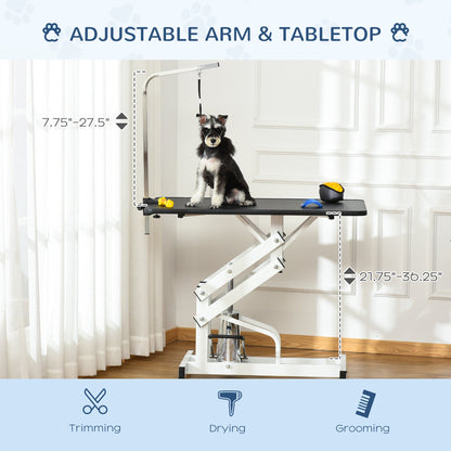 Pet Grooming Table, Height Adjustable Dog Grooming Table with Arm, Noose and Non-Slip Grooming Table, Black