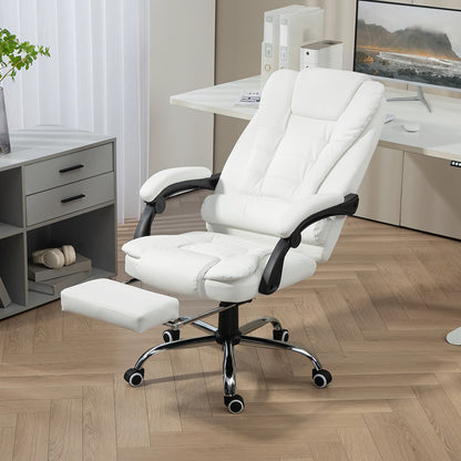 Ergonomic Office Chair with Back Support, PU leather Executive Office Chair with High Back, Retractable Footrest, Black