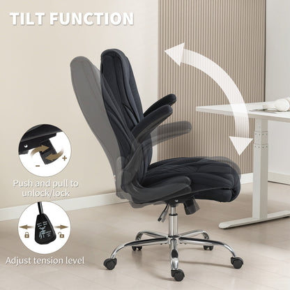 Hayden Executive Fabric Office Chair with Flip-up Armrest-Black