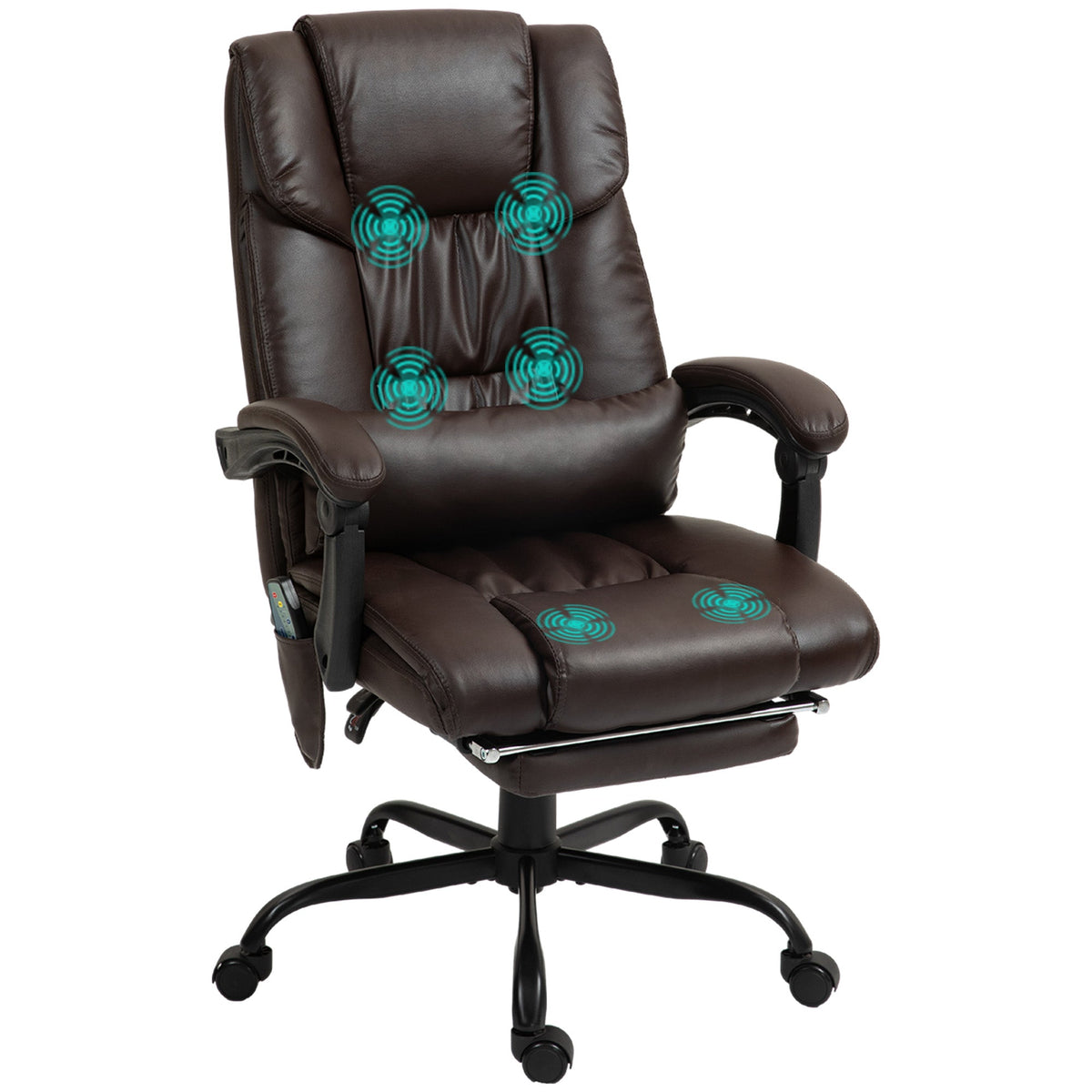 6-Point Vibration Massage Chair, Height Adjustable Reclining Computer Chair with Retractable Footrest, Black