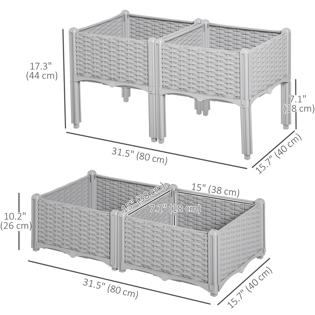 1 Piece Raised Garden Bed PP Raised Flower Bed Vegetable Herb Grow Box Stand Brown