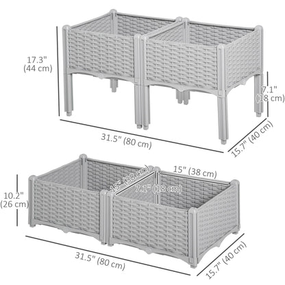 1 Piece Raised Garden Bed PP Raised Flower Bed Vegetable Herb Grow Box Stand Brown