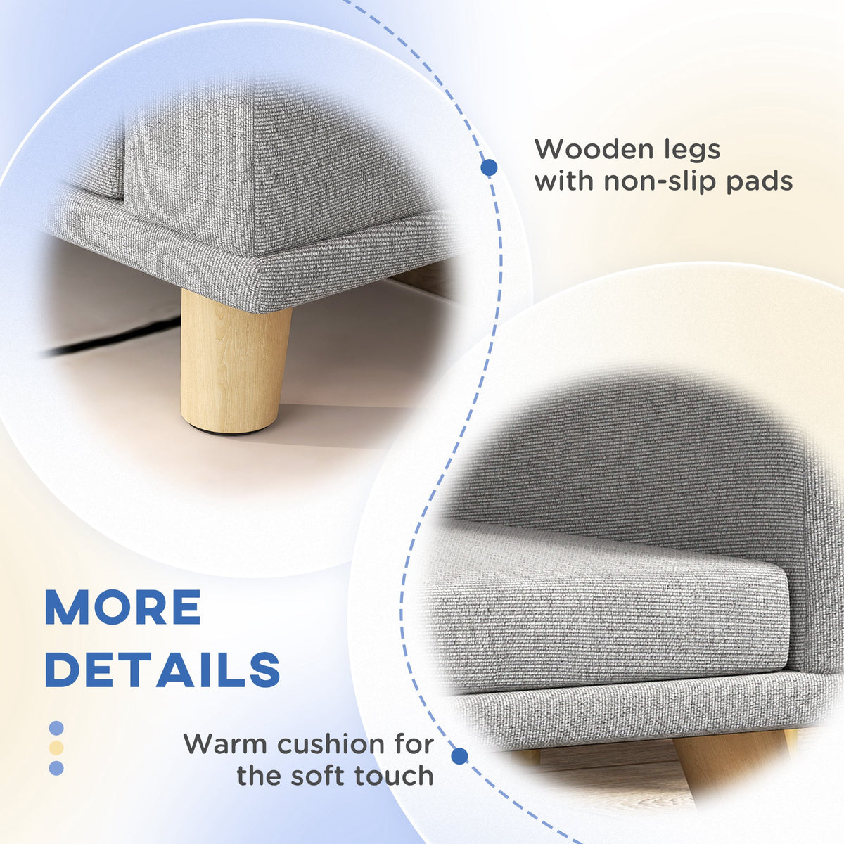 Dog Sofa for Large Dogs with Washable Cover, Anti-slip Foot Pads, Dark Grey