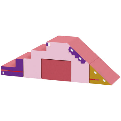 2-Piece Climbing Foam Blocks for Toddlers with Detachable Cover, Indoor Climb and Crawl Activity PlaySet, Pink