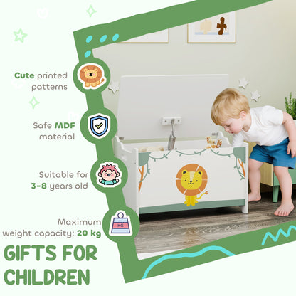 Toy Chest, Kids Storage Chest with Lid, Safety Hinges and Groove Handles for Boys, Girls, Green