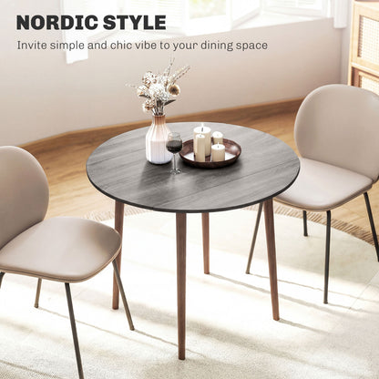 Folding Dining Table, Round Drop Leaf Kitchen Table for Small Spaces with Wood Legs, Oak