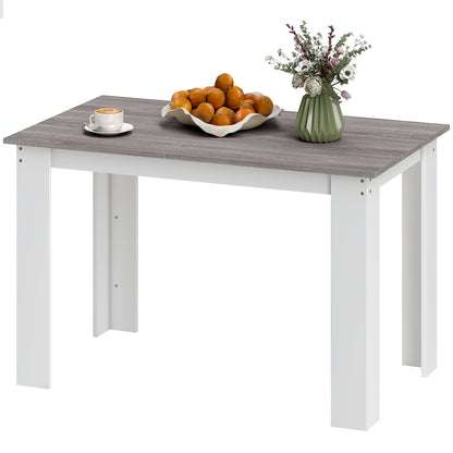 47" Kitchen Table for 4-6 People, Dining Table with Wood Effect for Dining Room, Black