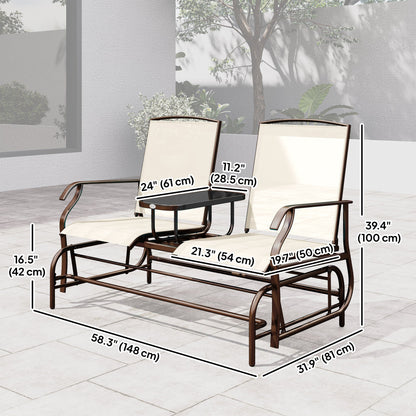 Patio Glider Rocking Chair 2 Person Outdoor Loveseat Rocker Garden Furniture Bench, Grey