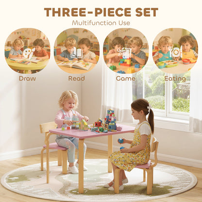 Kids Table and 2 Chair Set, Children Multi-Activity Furniture Set for Playing, Learning, Eating, Craft, Blue