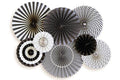 Black and Cream Paper Fans (SET OF 8)
