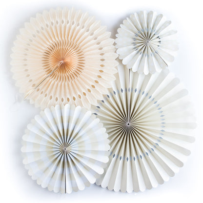 Cream Paper Fans (SET OF 4)