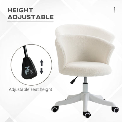 Armless Office Chair, Fluffy Computer Desk Chair with Adjustable Height, Swivel Wheels, Mid Back, Grey