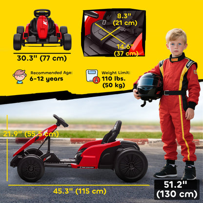 24V Electric Go Kart with Dual 150W Motors, Adjustable Seat & 11.2MPH High Speed, Slow Start, 5-Point Harness, Blue