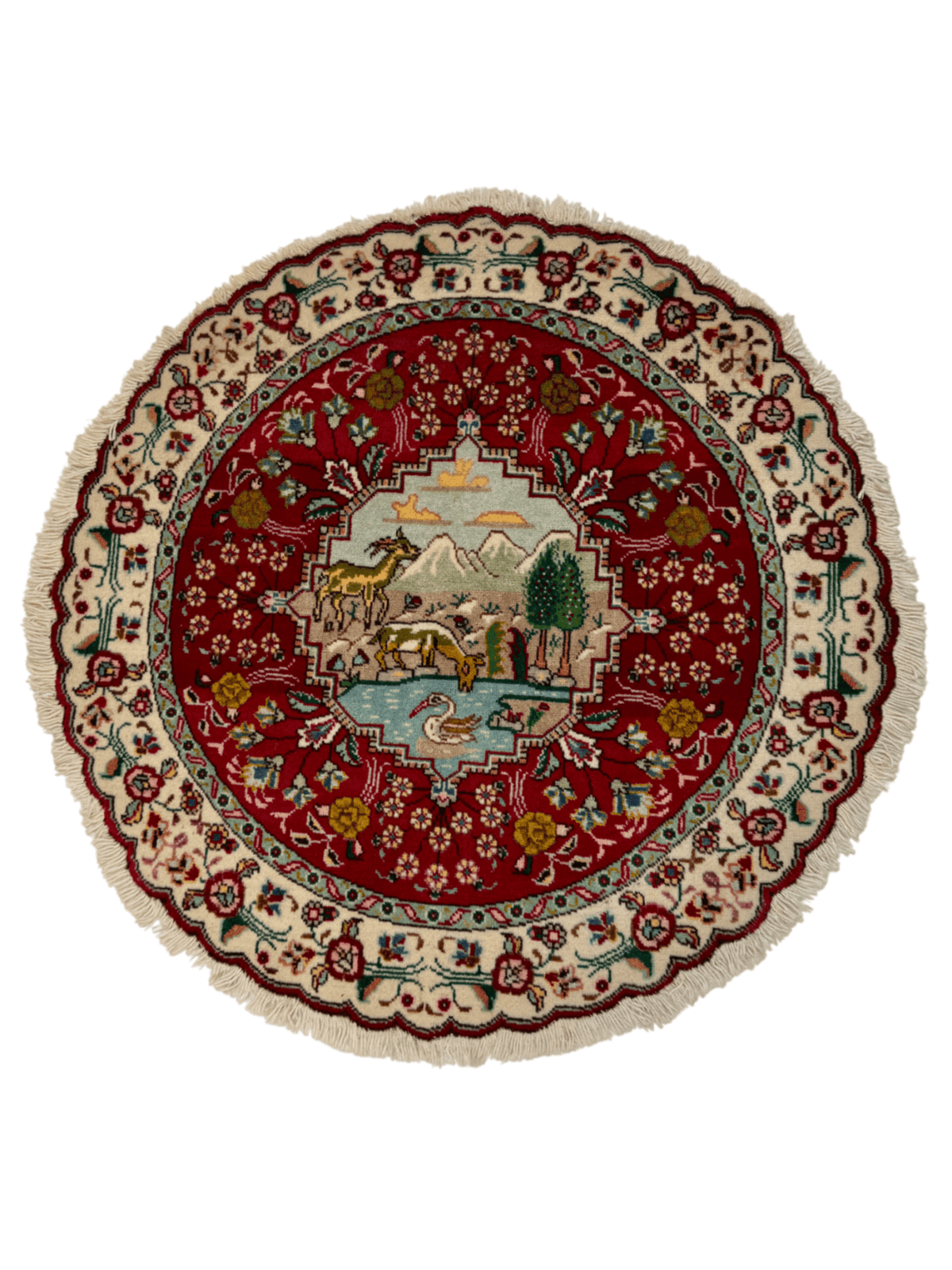 Persian Tabriz Round Rug | 3' 1"
