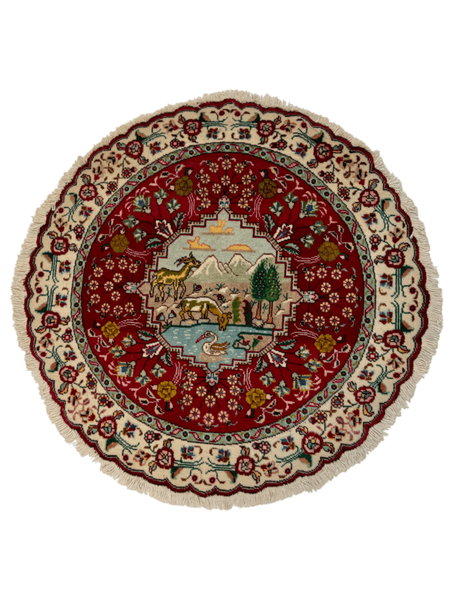 Persian Tabriz Round Rug | 3' 1"