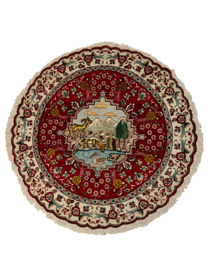 Persian Tabriz Round Rug | 3' 1"