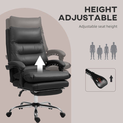 Executive Office Chair with 6-Point Massage, Microfibre Reclining Computer Chair with Footrest, Black