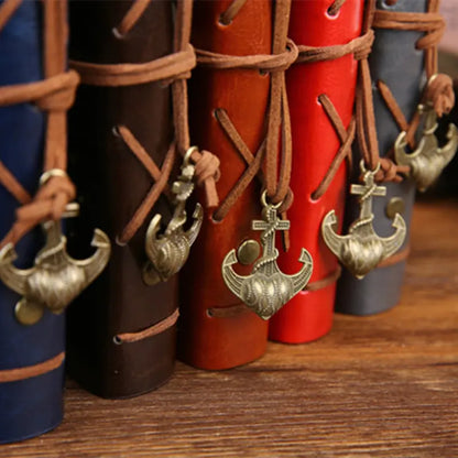 Vintage Nautical Pirate Ship Anchor Leather Notebook