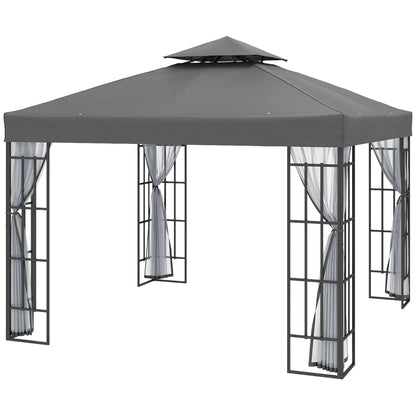 10'x10' Garden Gazebo Patio Canopy Portable Party Event Backyard w/ Mosquito Netting Coffee