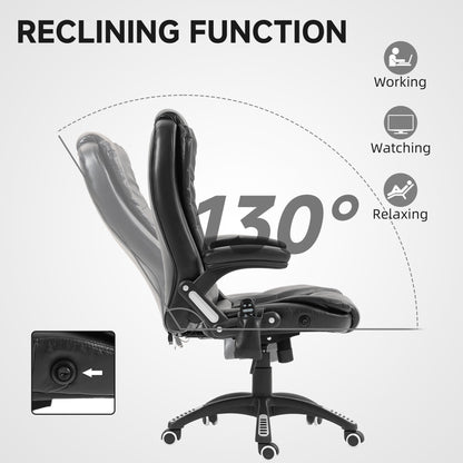 Reclining Massage Office Chair, Executive Office Chair with High Back, Swivel Wheels, Black