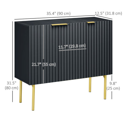Modern Storage Cabinet Sideboard Buffet Cabinet with Gold Legs for Living Room Dining Room Hallway Black
