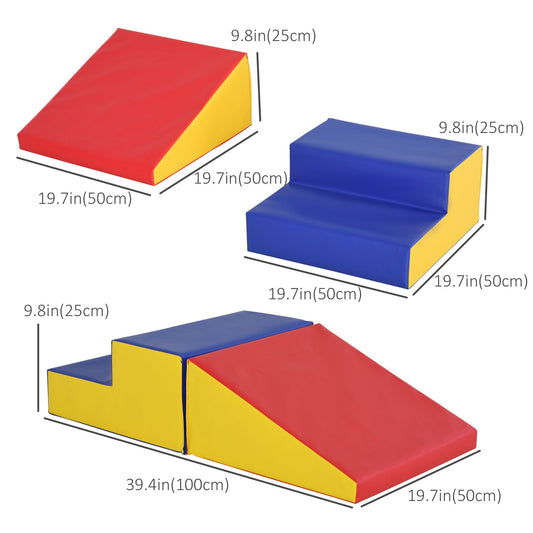 2-Piece Climb and Crawl Activity Soft Play Set, Secure Foam Blocks Playset for Toddler Preschooler Babies Indoor, Activity Structure Play Equipment, Multi-colour