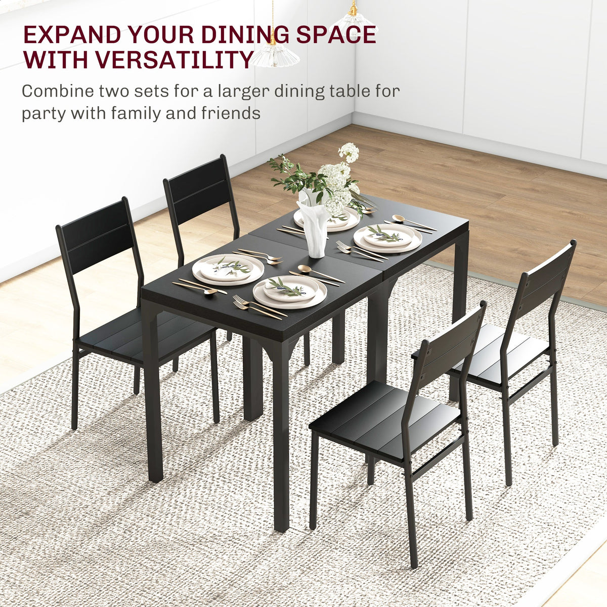 Kurt 3-Piece Dining Set for Small Spaces-Black